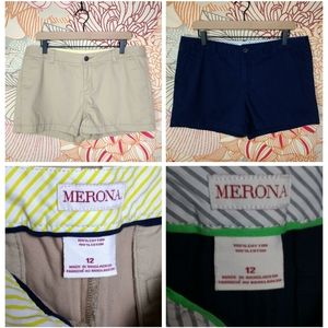 Merona Target Khaki Navy Cotton Shorts size 12